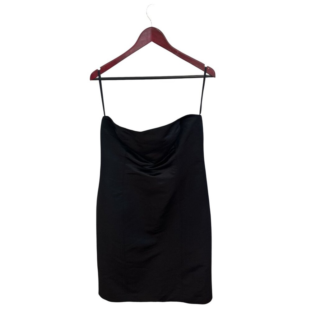 Strapless Black Cocktail Dress With Subtle Ruching & Back Zipper Closure